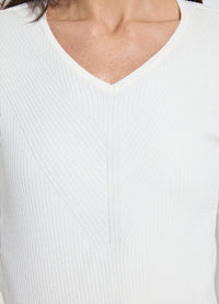 Lysse Adette V-neck Ribbed Long Sleeve Top in natural pearl - women's long sleeve top - view 5