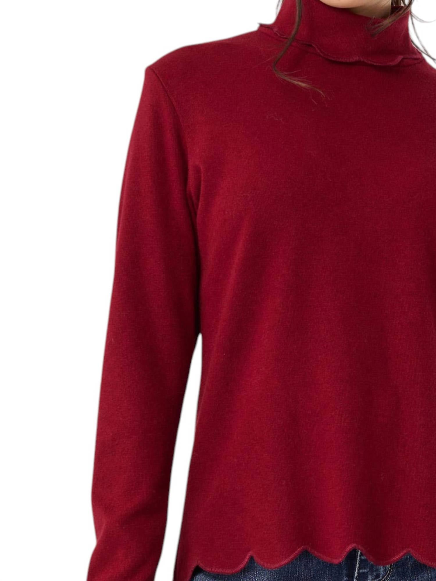 COCO + CARMEN Ariana Turtleneck Sweater in burgundy - women's sweater - detail view