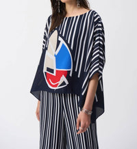 Joseph Ribkoff - Striped Abstract Poncho Top