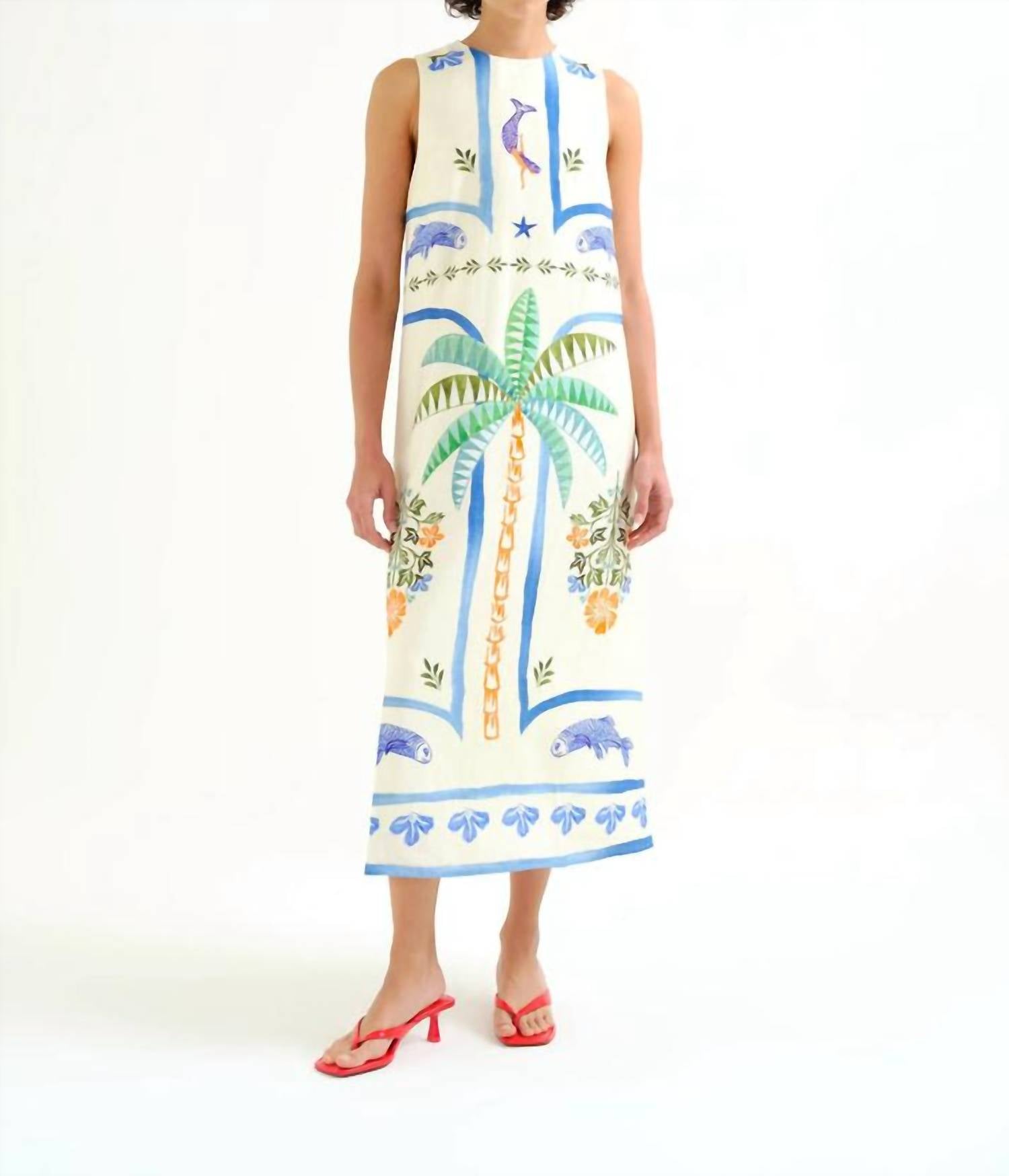 Compania Fantastica - Palm And Mermaid Midi Dress