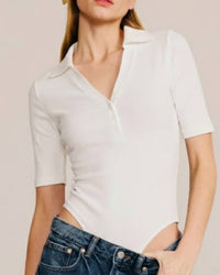 Belle D'Amour - Short Sleeve Collared Bodysuit