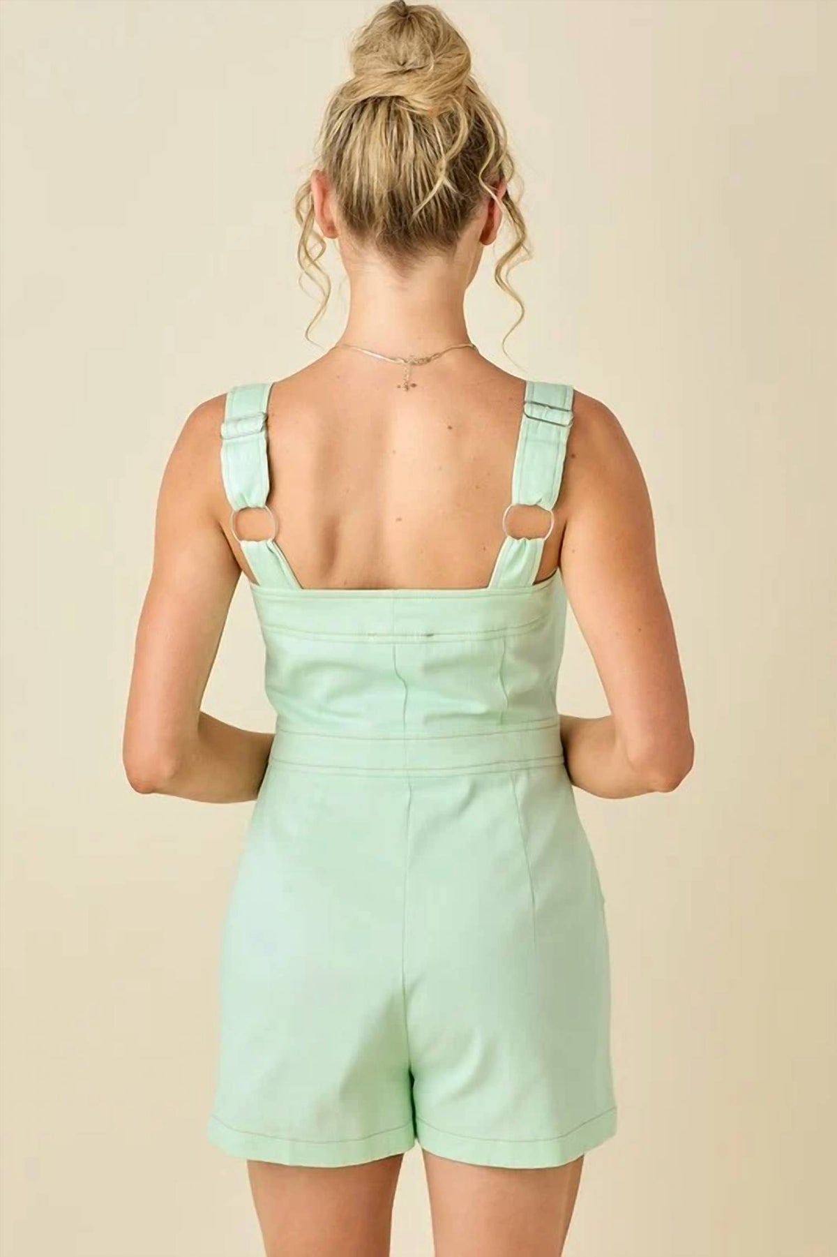 Baby Pink - Sleeveless Cotton Blend Romper