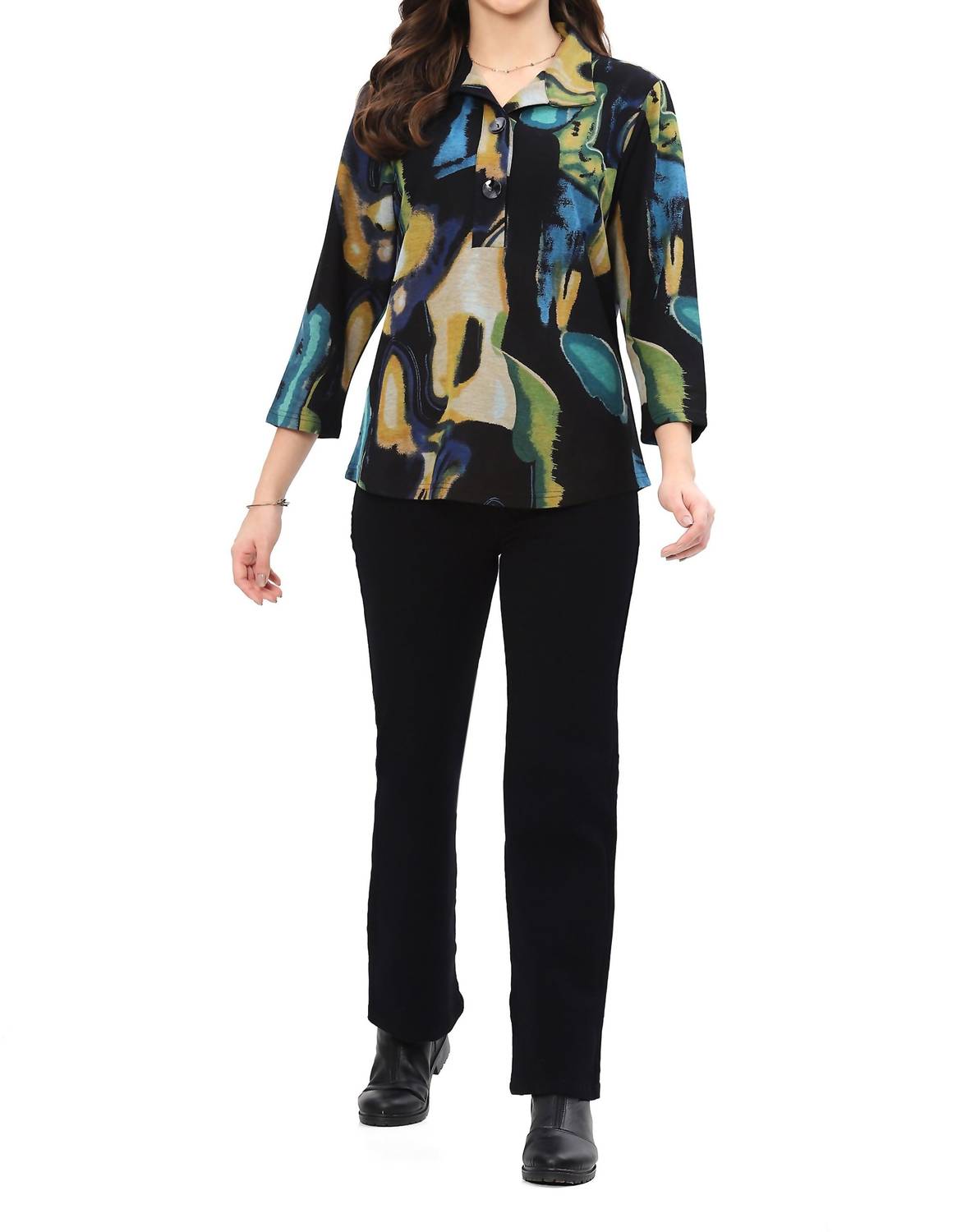 Parsley & Sage - Justine Three Quarter Sleeve Pullover Top
