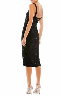 Ieena For Mac Duggal - Rhinestone Encrusted Square Neck Dress