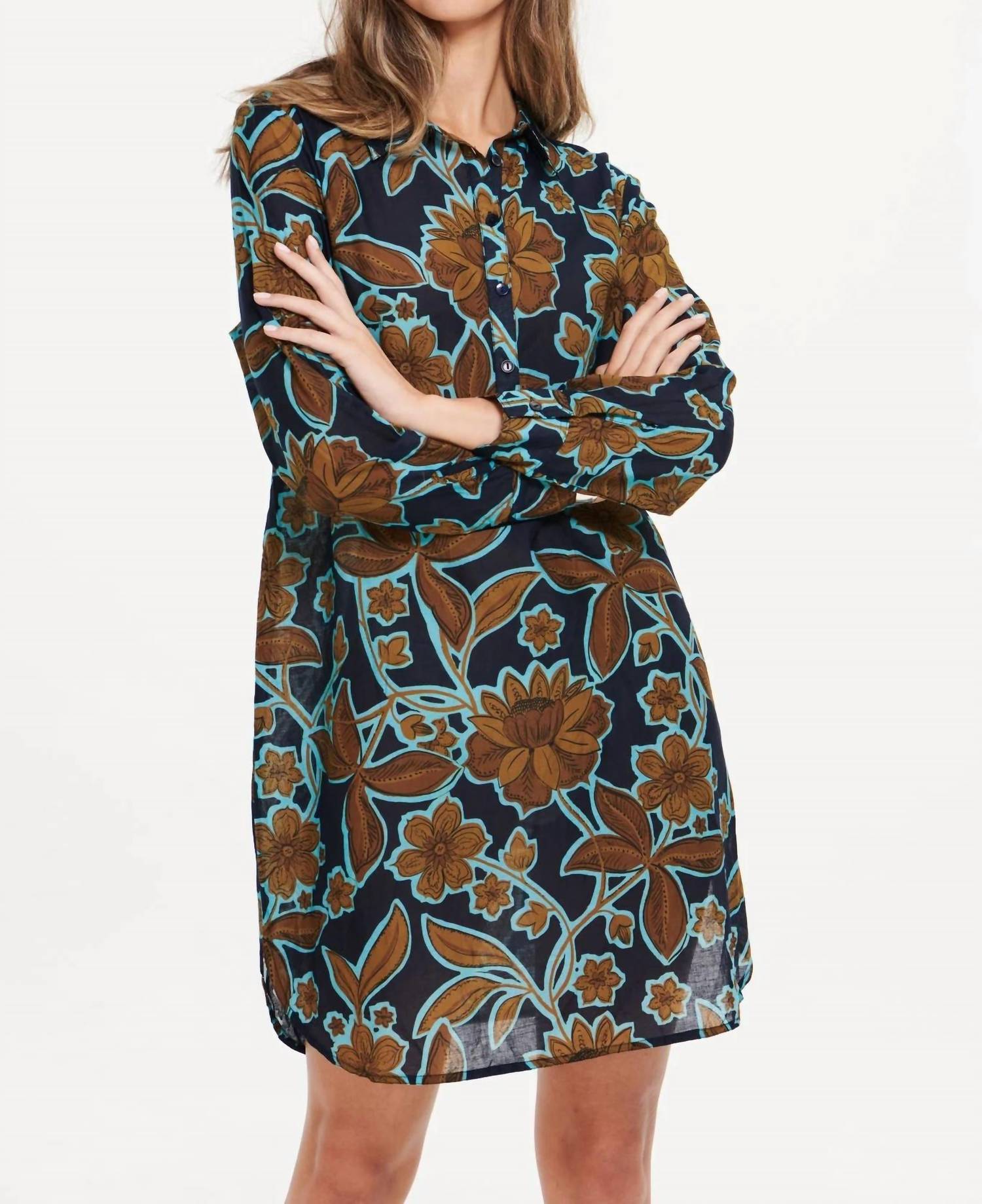 oneseason Oman Middy Gilli Mini Dress in navy - women's dress - detail view