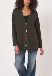 REPEAT cashmere Long Cashmere Sweater Top in khaki - women's sweater - alternate view