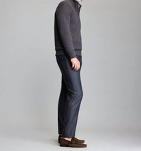 Billy Reid Diamond Quilt Half Zip Sweater in black - men's sweater - detail view