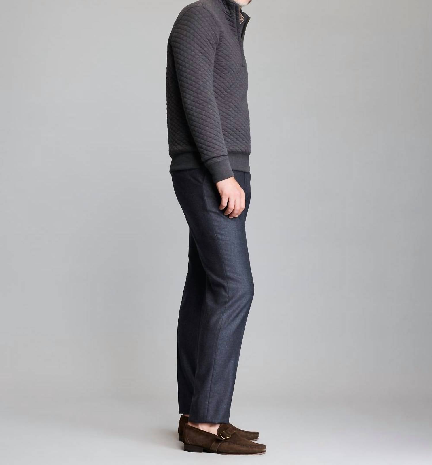 Billy Reid Diamond Quilt Half Zip Sweater in black - men's sweater - detail view