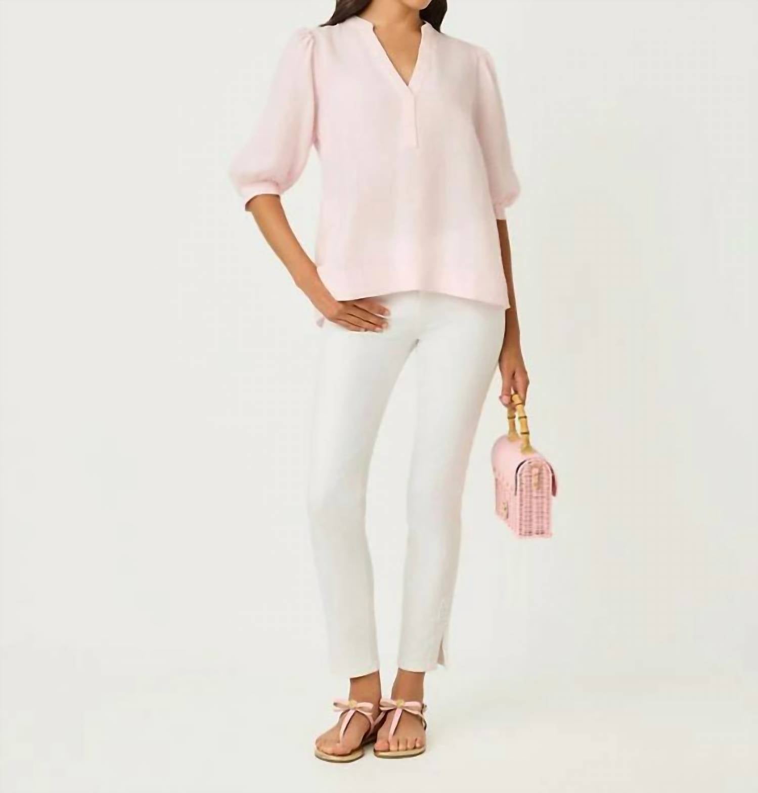 Lilly Pulitzer - MIALEIGH ELBOW SLEEVE LINEN TOP
