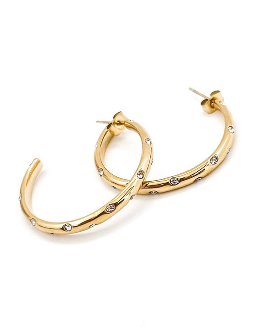 Beljoy - Women's Elisha Diamond Crystal Hoop Earrings