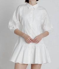 Aureum - Women's Drop Waist Pleated Shirt Dress