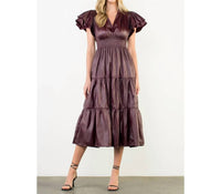 THML Merry Faux Leather Dress in merlot - women's dress