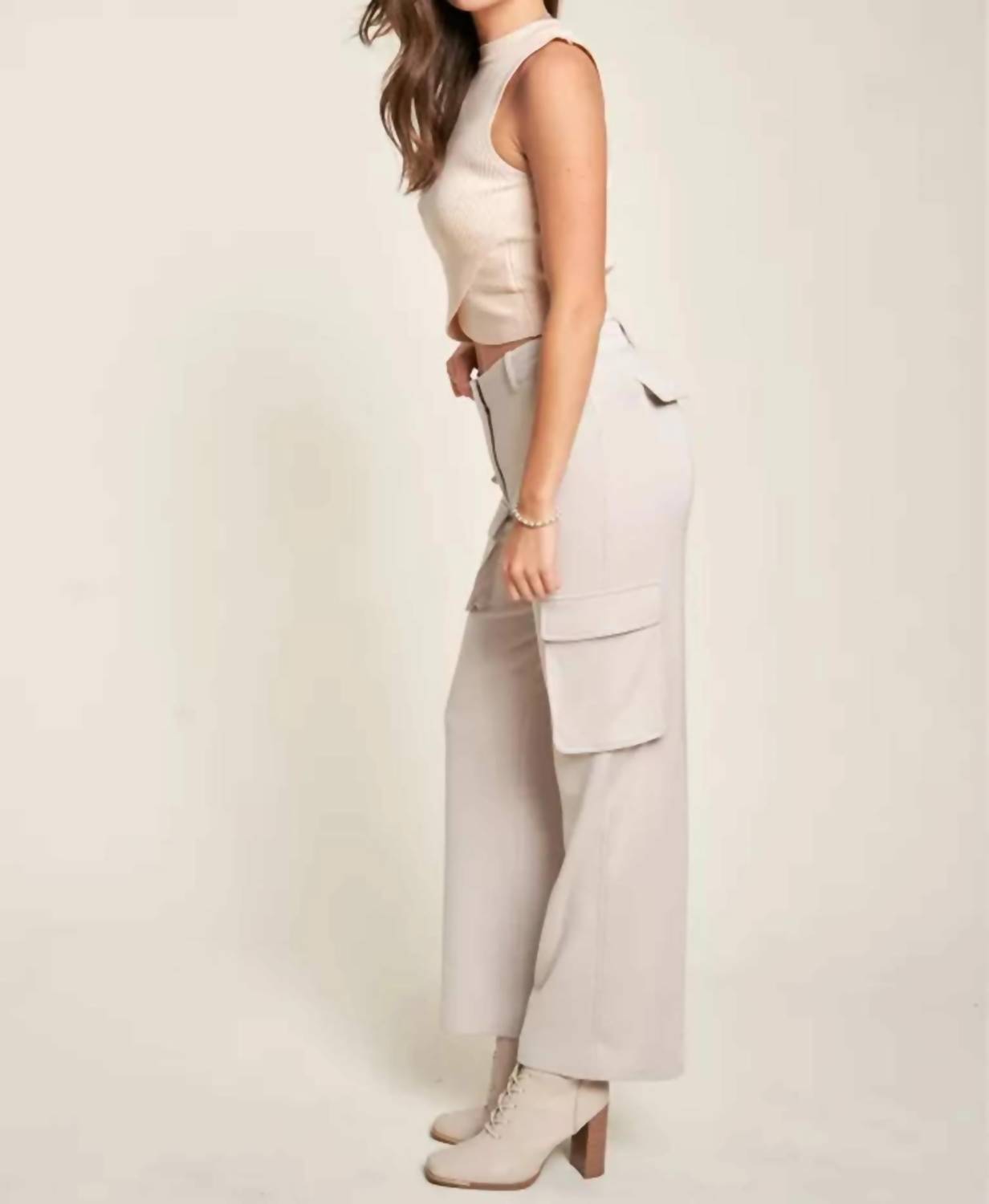 Davi & Dani - Tummy Control Casual Cargo Pants