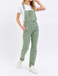 Judy Blue - Garment Dyed High Waist Double Cuffed Boyfriend Overalls