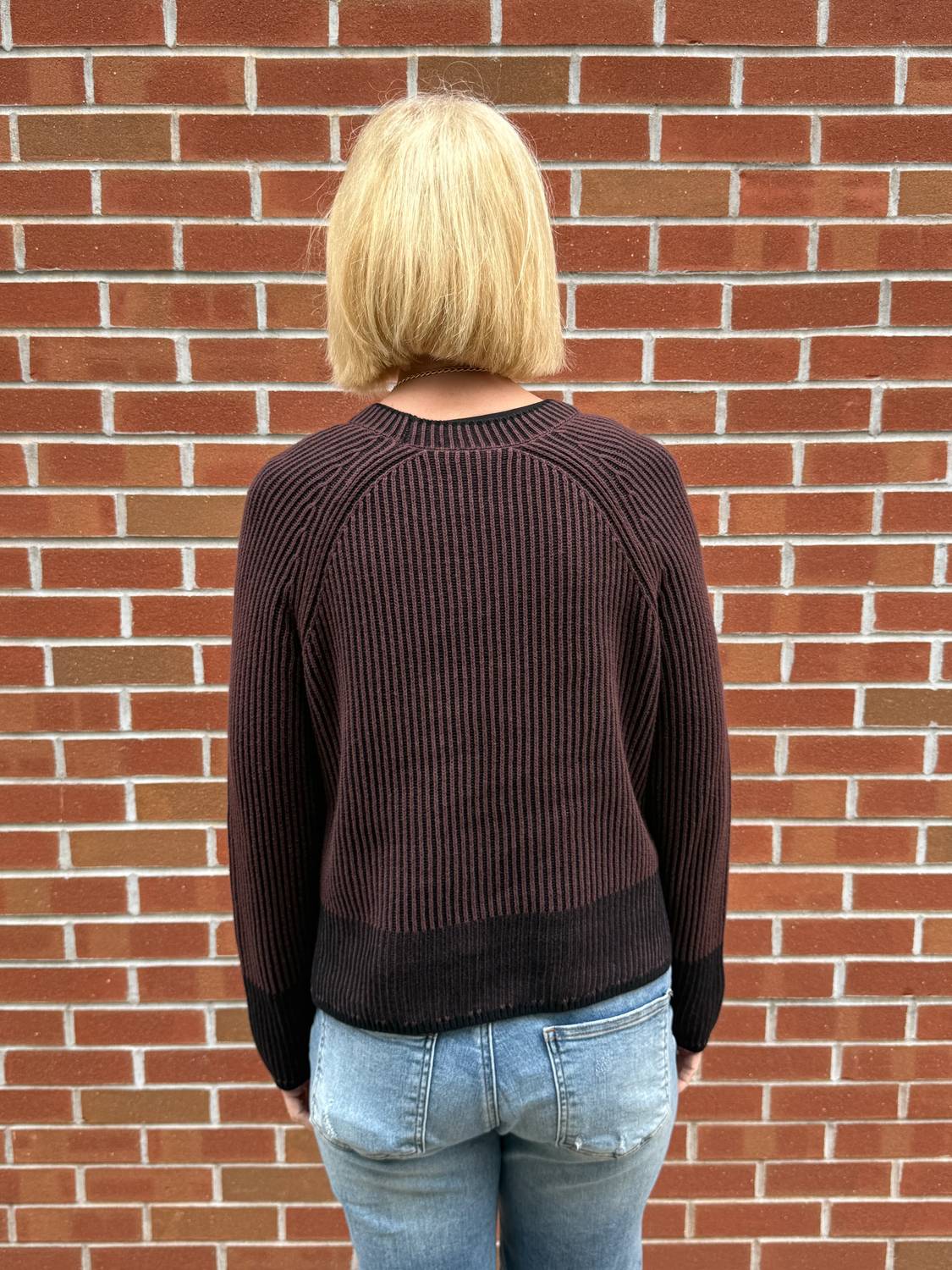 J. Society - Two Tone Plaited Crew Sweater