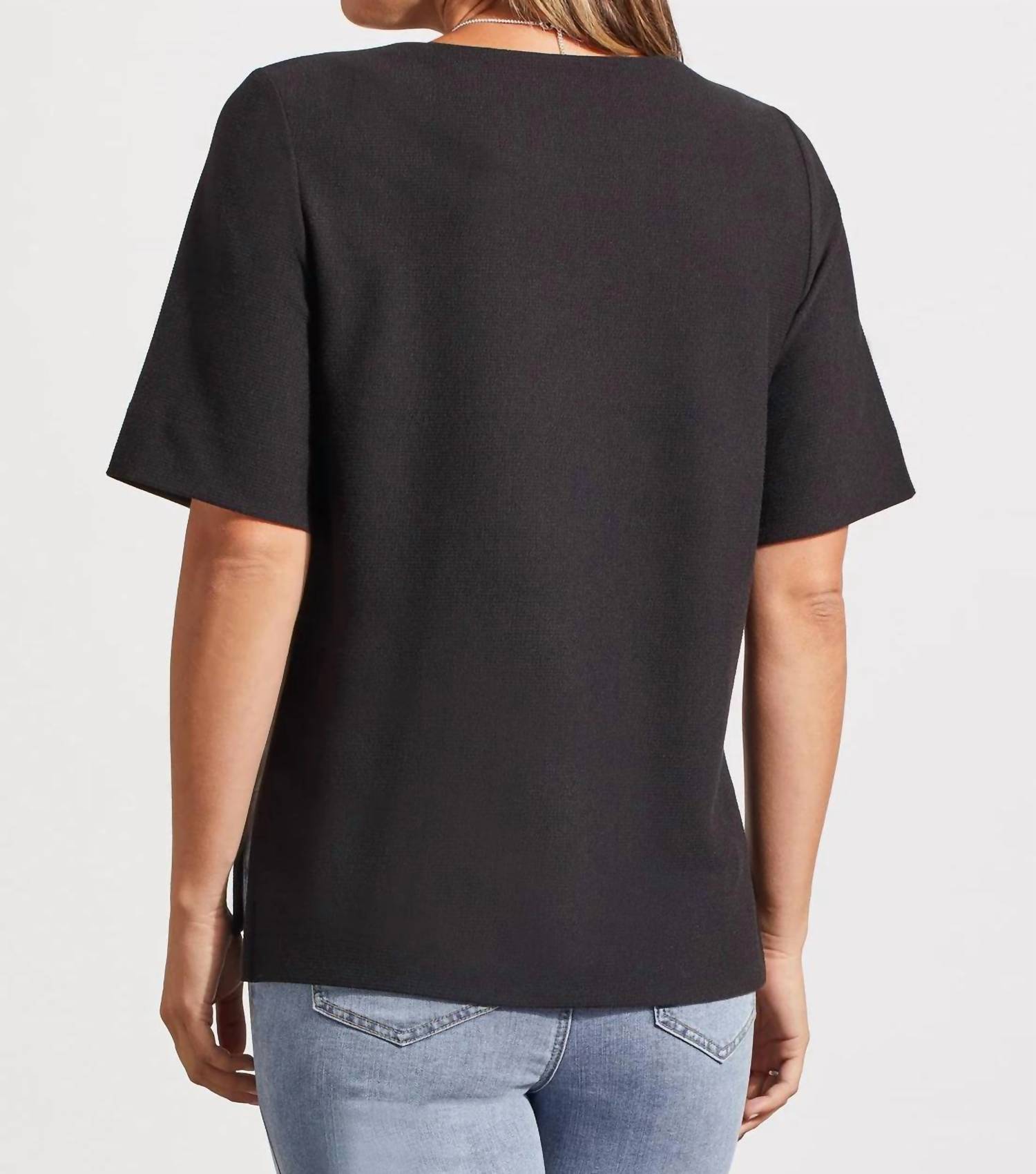 Tribal - BOAT NECK TOP WITH ELBOW SLEEVE
