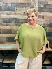 Easel - Short Sleeves Oversize Boatneck Knit Sweater