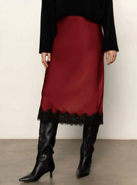 Sanctuary Slip Skirt with Lace in crimson 1 - women's skirt