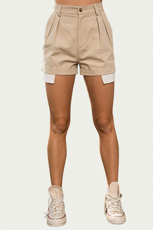 JANE EXPOSED-POCKET COTTON-TWILL SHORTS