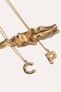 Completedworks - Women's Plated C Pendant With Chain Necklace