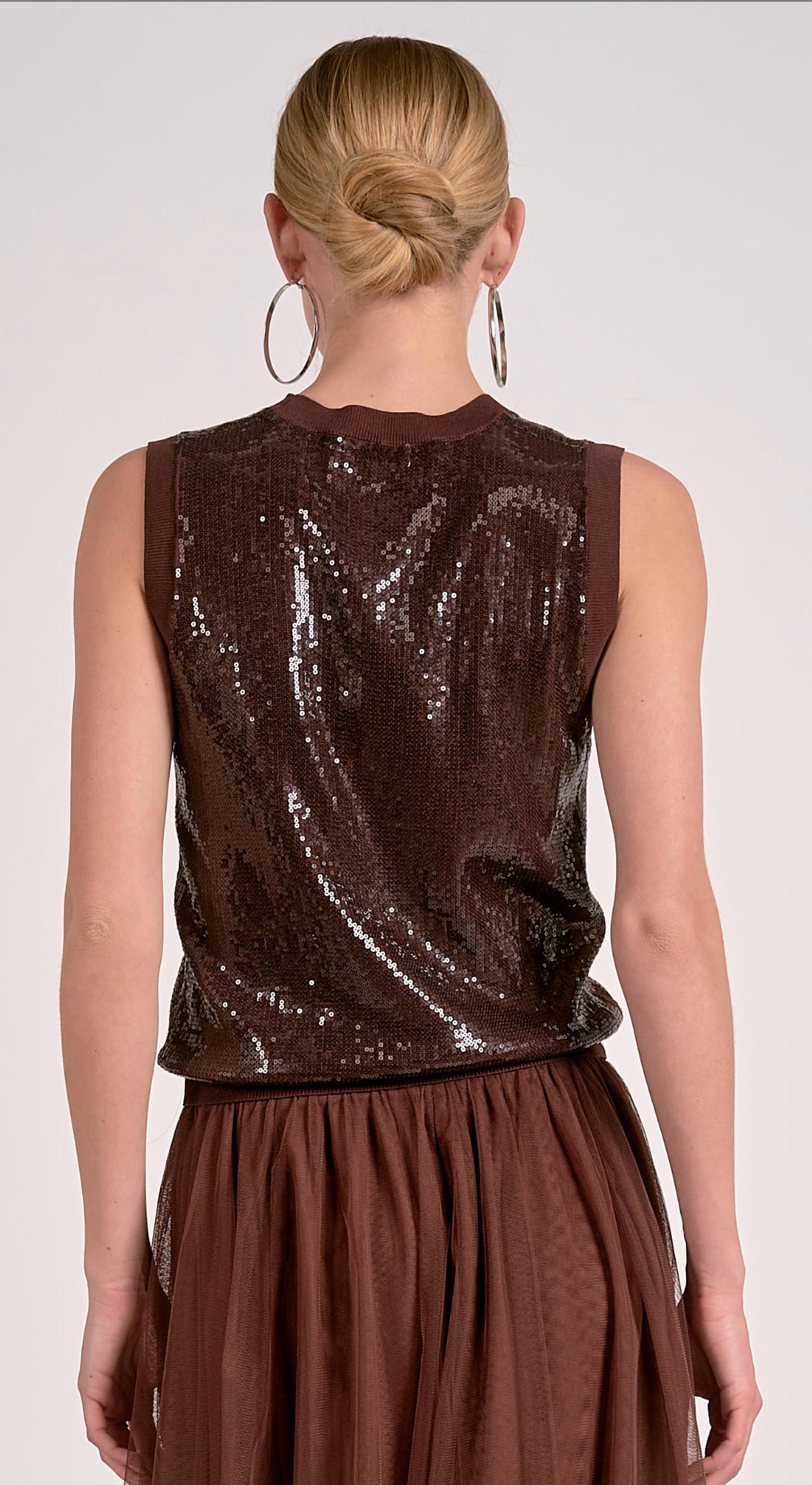 Elan - Sequin Sweater Tank Top