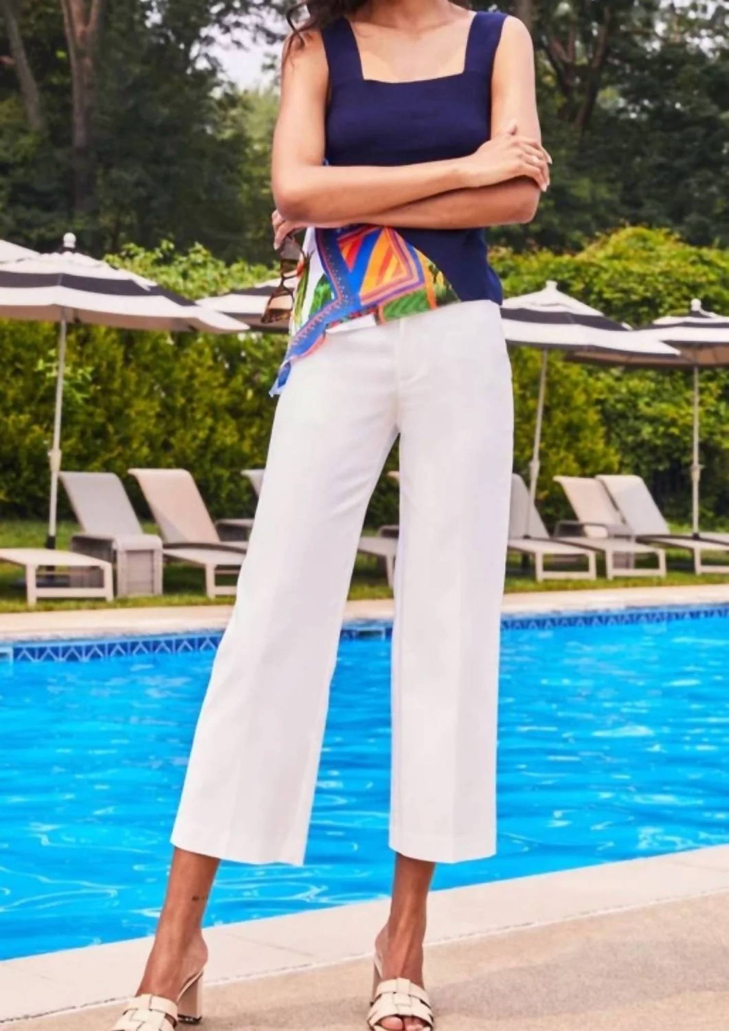Ecru - Franklin Wide Leg Cropped Pants