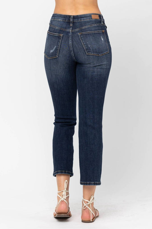 Judy Blue - Mid Rise Crop Leg Straight Denim Jeans