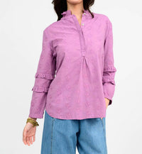 Ivy Jane Eyelet Popover Shirt in grape - women's blouse - detail view