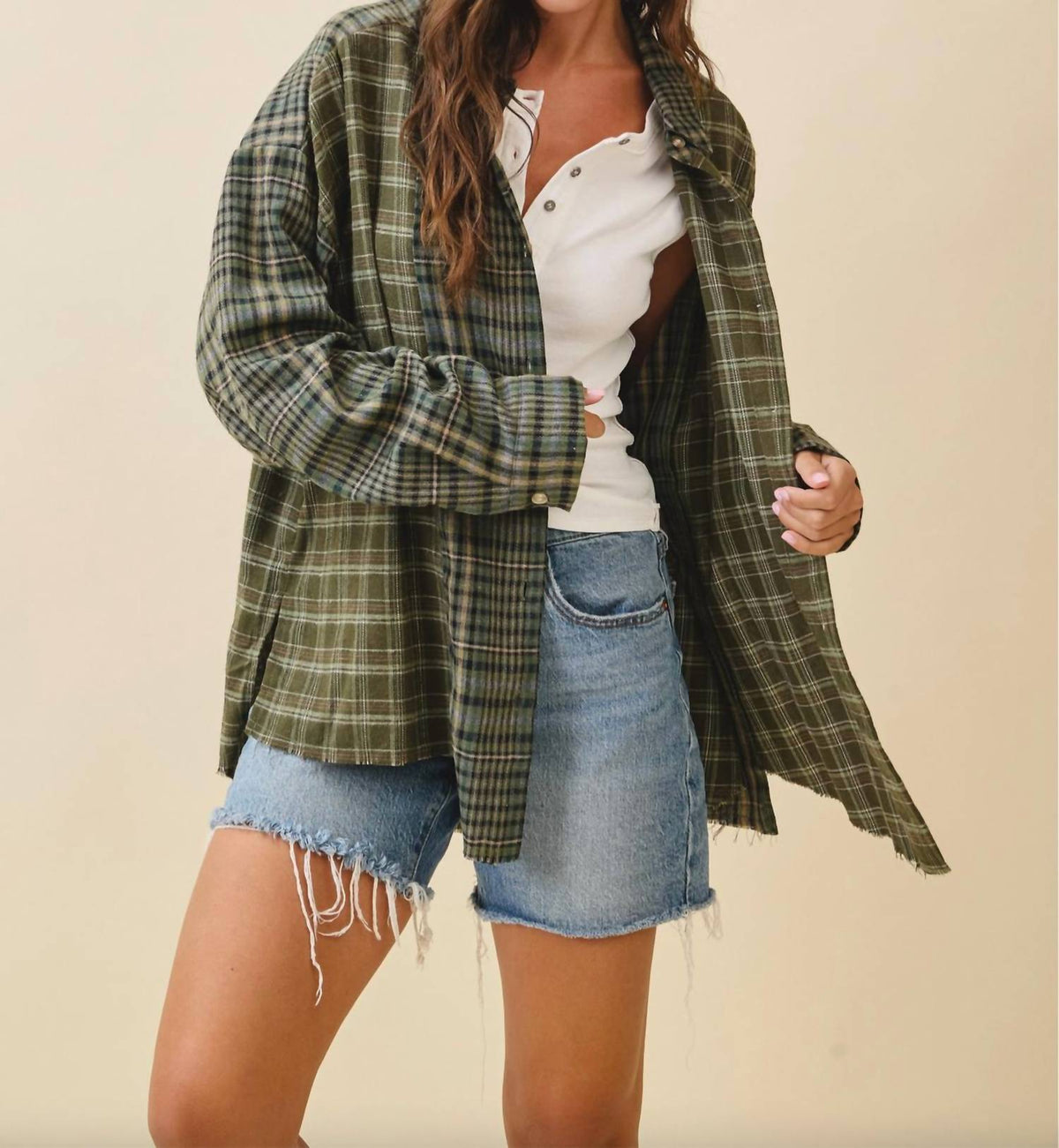 Aemi + Co - Mixed Plaid Flannel Shirt