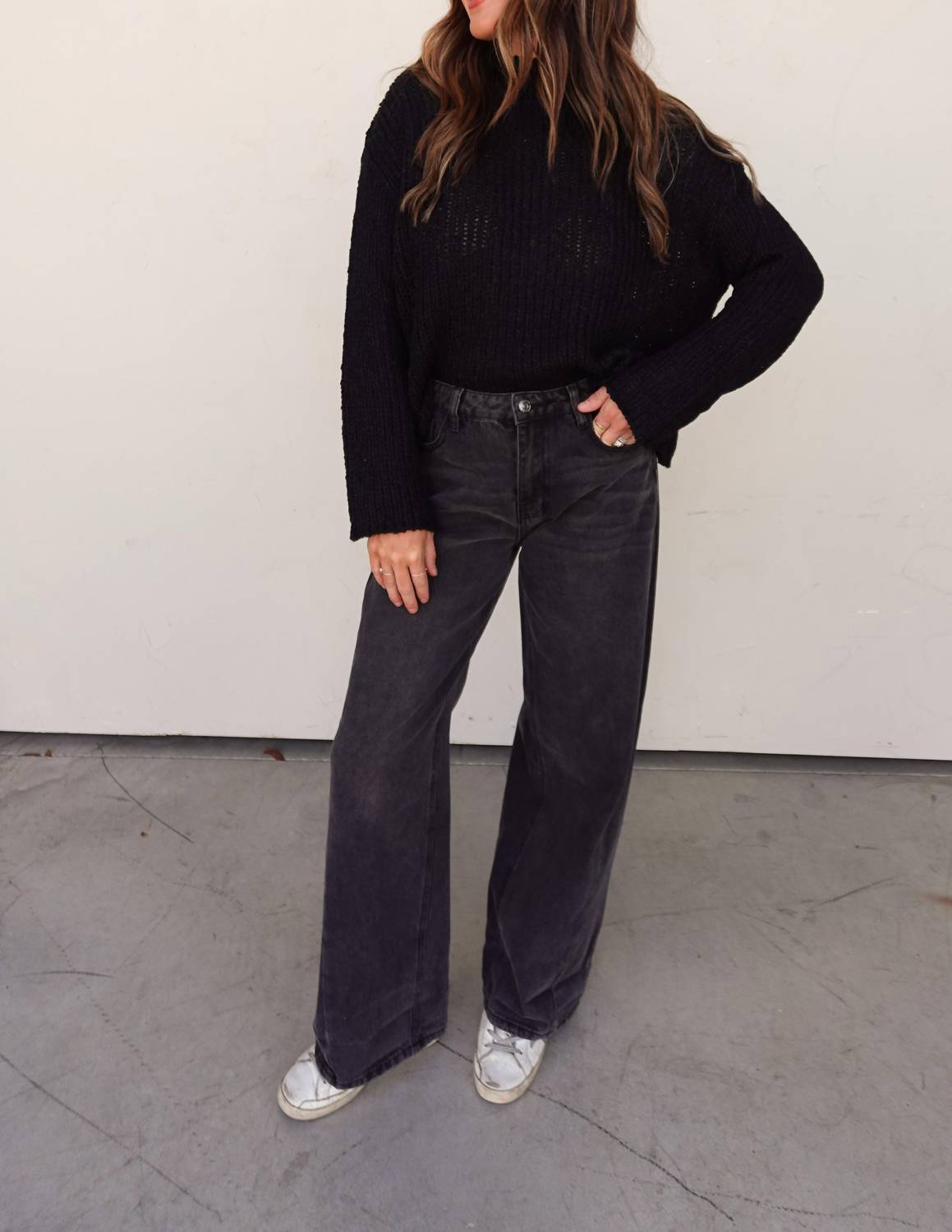 Aemi + Co - Ribbed Knit Slouchy Sweater