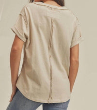 Aemi + Co - Short Sleeve Faux Wrap Top