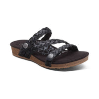 Aetrex - Women's Josie Braided Slide - black - leather - sandals