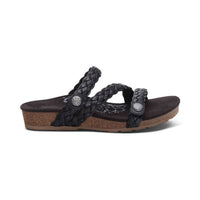 Aetrex - Women's Josie Braided Slide - black - leather - sandals