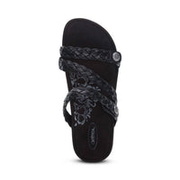 Aetrex - Women's Josie Braided Slide - black - leather - sandals