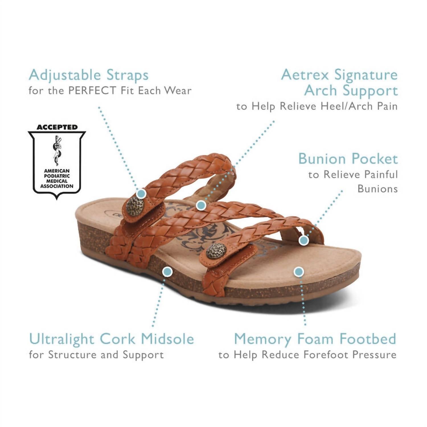 Aetrex - Women's Josie Braided Slides - leather - sandals - shoes