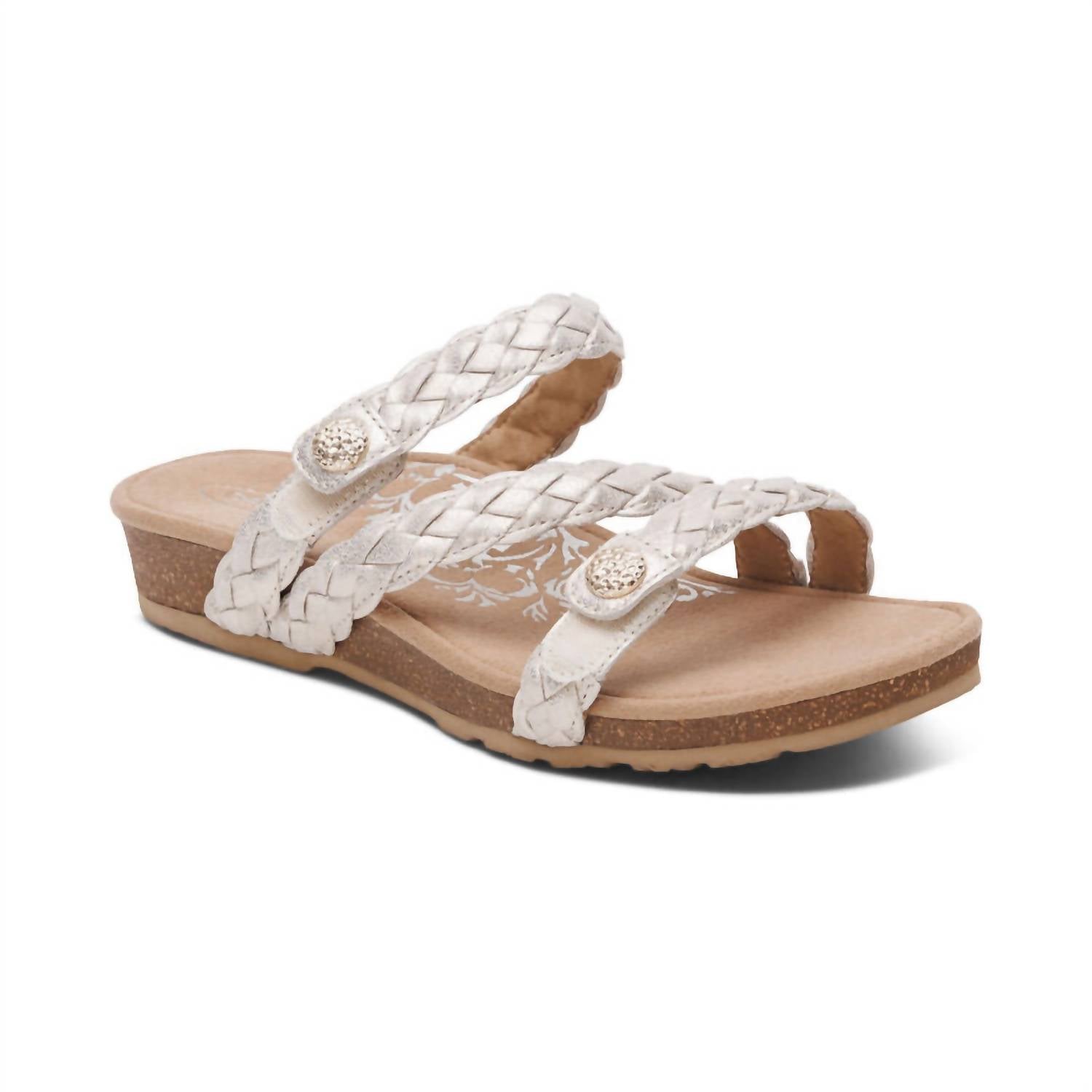 Aetrex - Women's Josie Braided Slides - leather - sandals - shoes