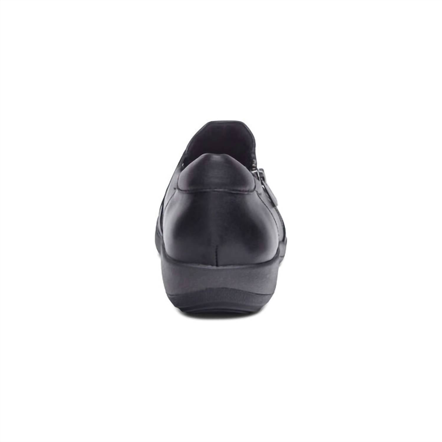 Aetrex - Women's Katie Side Zip Slip - on - black - flats - leather