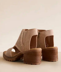 Very G - Women's Faux Suede Chunky Heel Sandal