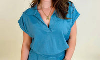 Project Social T - Mixed Texture Collared Top