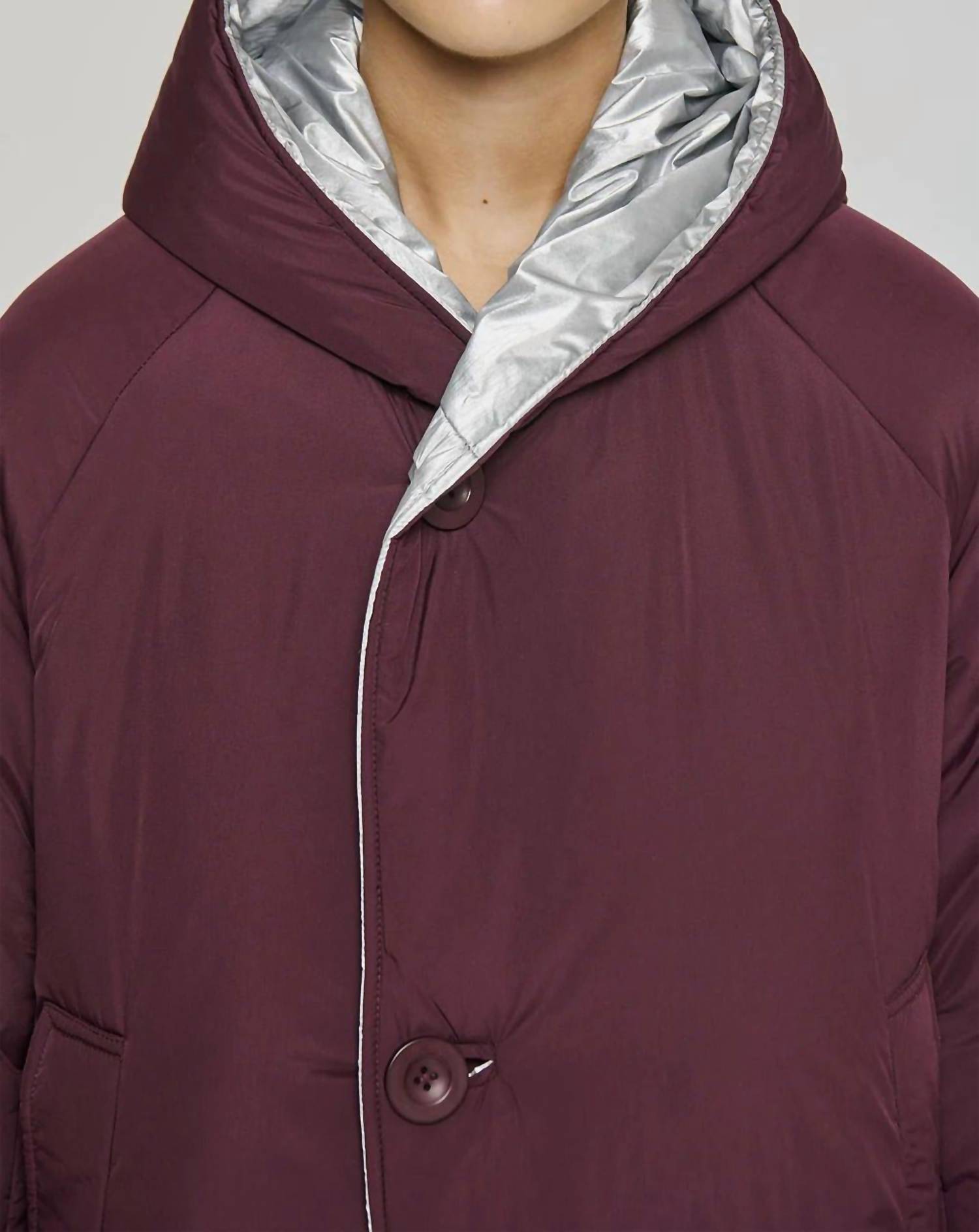 OOFWEAR Reversible Mid-length Jacket With Hood in silver plum - women's jacket - view 8