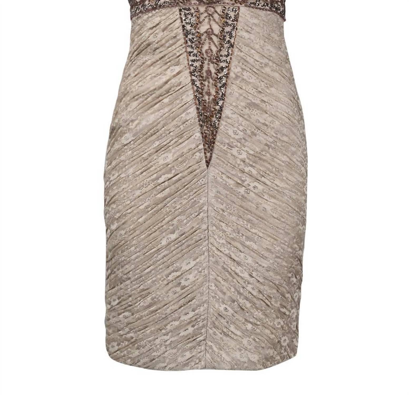 Sue Wong - Strapless Beaded Empire Waist Lace Dress