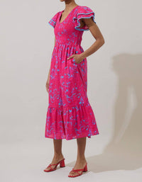 Sugarlips - Delina Floral Patte Tiered Midi Dress