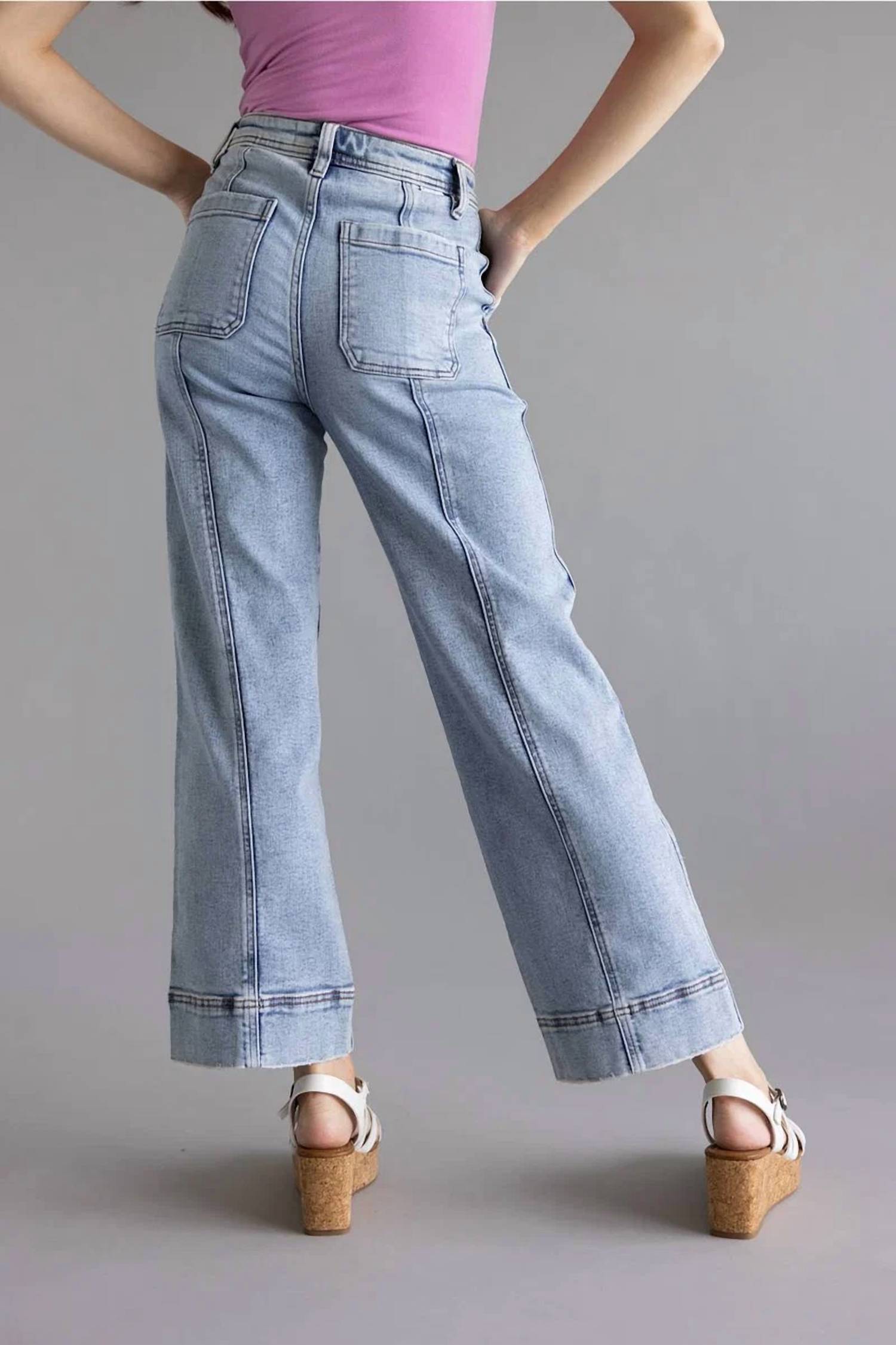 Risen - High Rise Crop Straight Leg Jeans