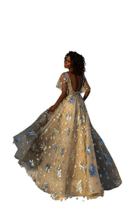 Tarik Ediz Evening Dress in silver 1 - women's dress - alternate view