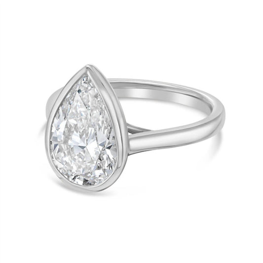 Diana M Jewels - Women's Pear Shape Lab Grown Diamond Bezel Solitaire Ring (5.00 Ct)