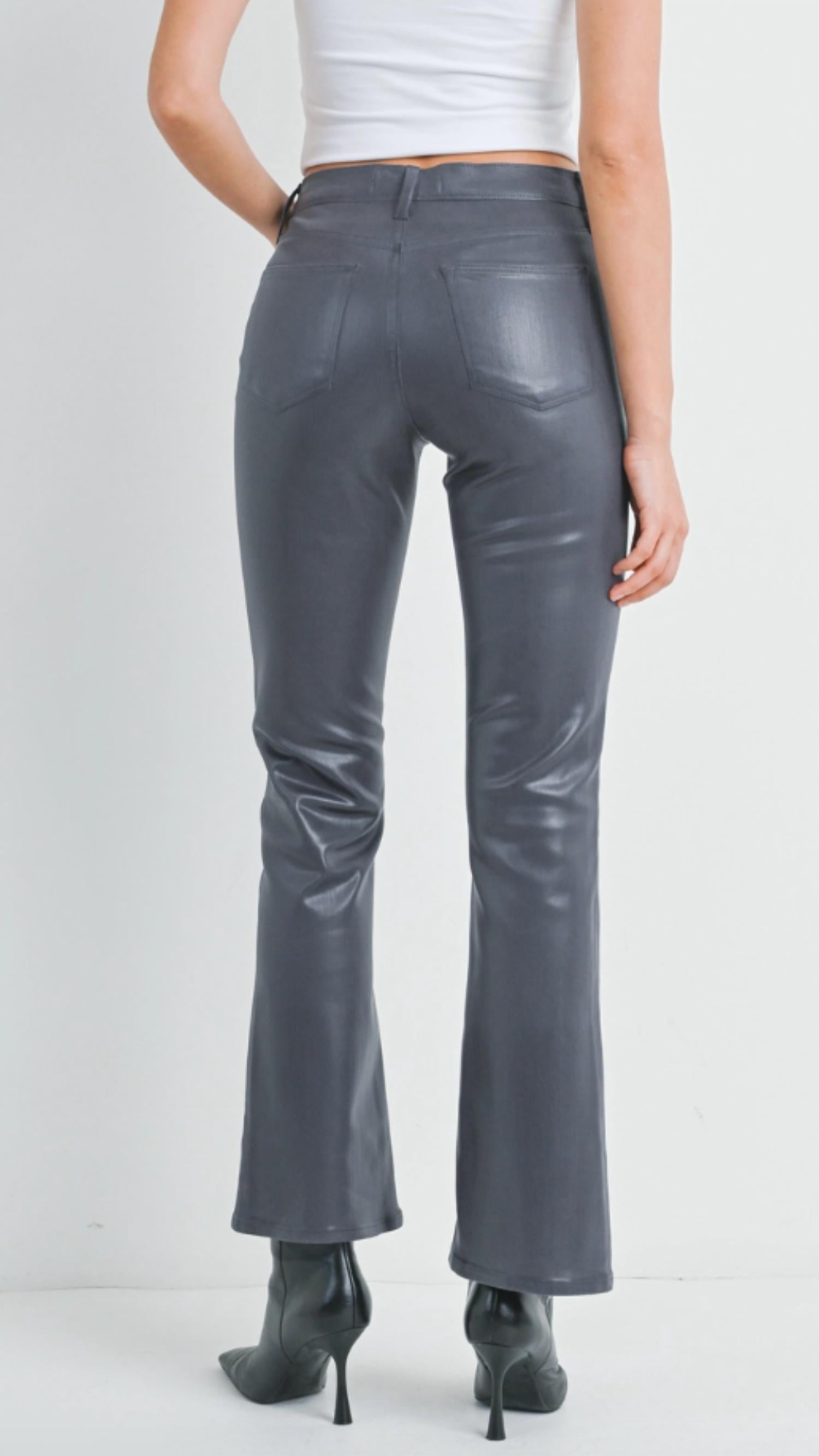 Just Black Denim - Mid Rise Coated Bootcut Jeans