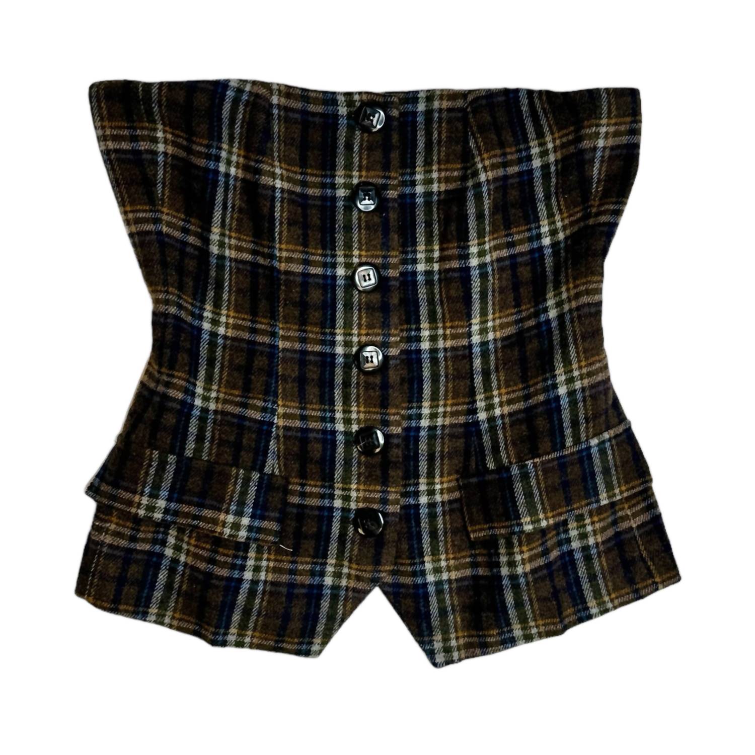 Sage The Label - Strapless Plaid Print Bustier Top
