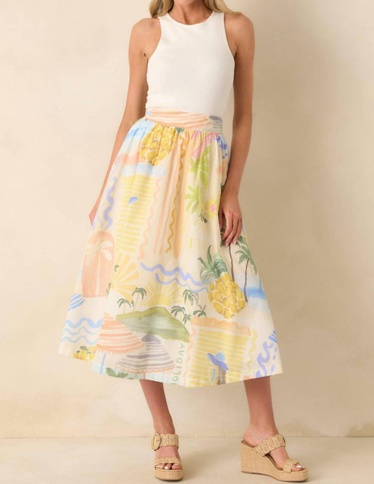 Prosperina - Citrus Splash Midi Skirt