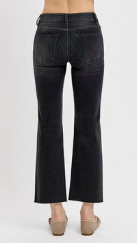 Risen - Women's Mid Rise Tummy Control Crop Straight Jeans