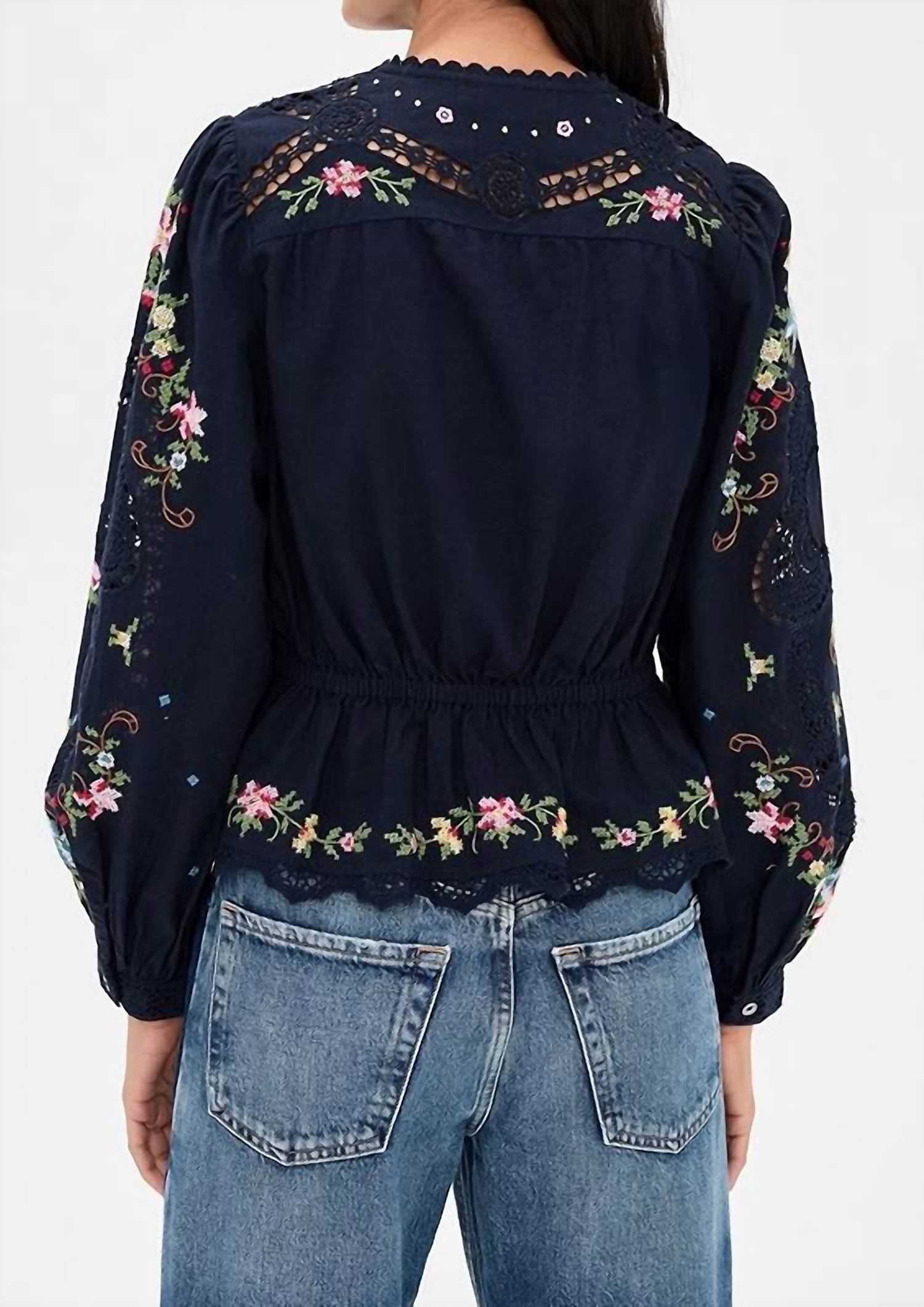 Sea - Edwina Embroidery Tie Front Top
